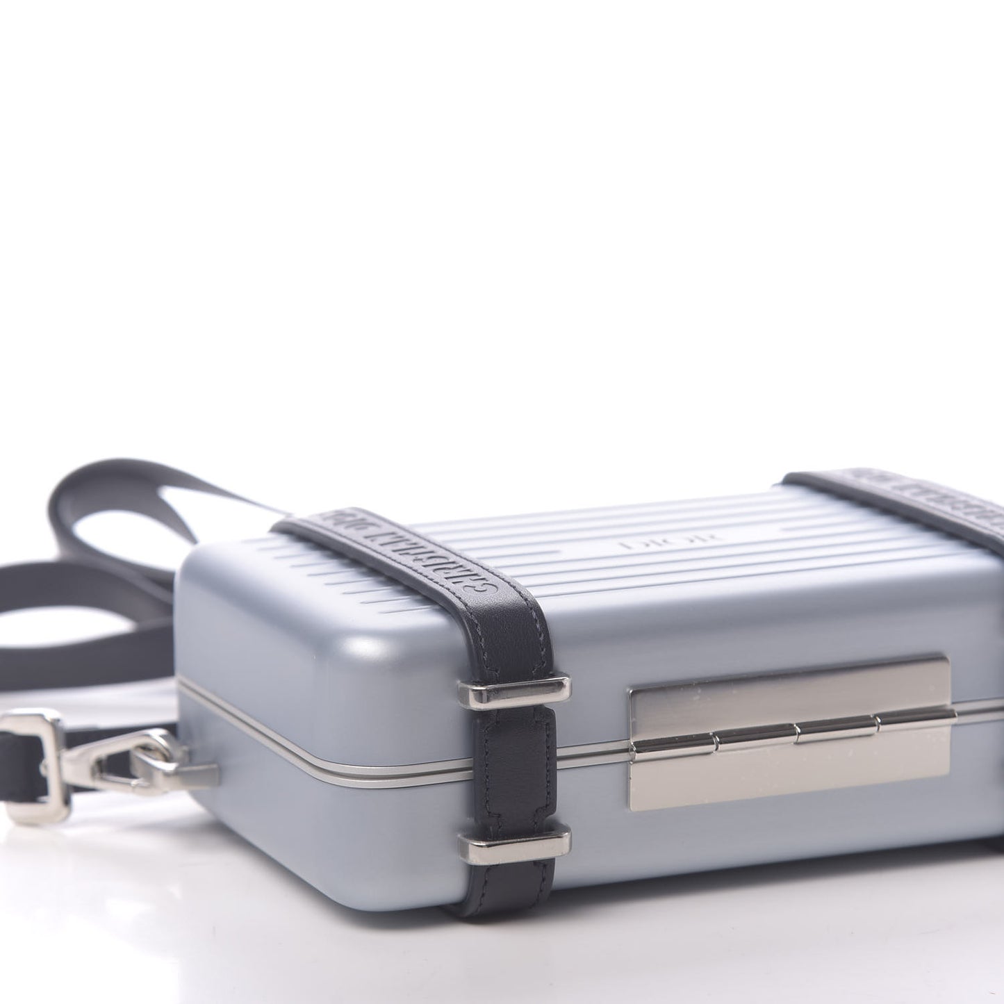 X RIMOWA Aluminum Personal Clutch On Strap Bleu