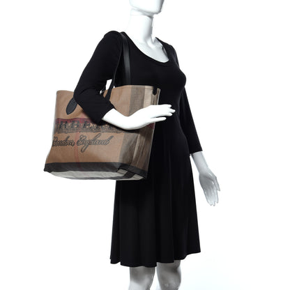 Burberry Coated Canvas Mega Check Medium Doodle Tote Black 2 of 7