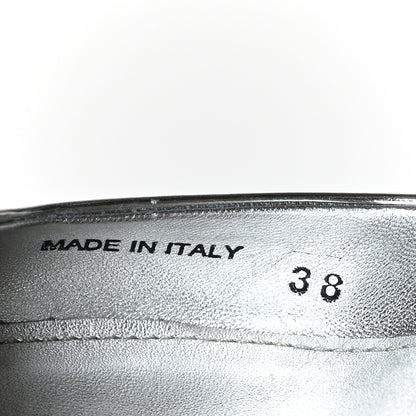 Prada Spazzolato Triangle Logo Pointed Toe 45mm Slingback Pumps 38 Argento 7 of 7