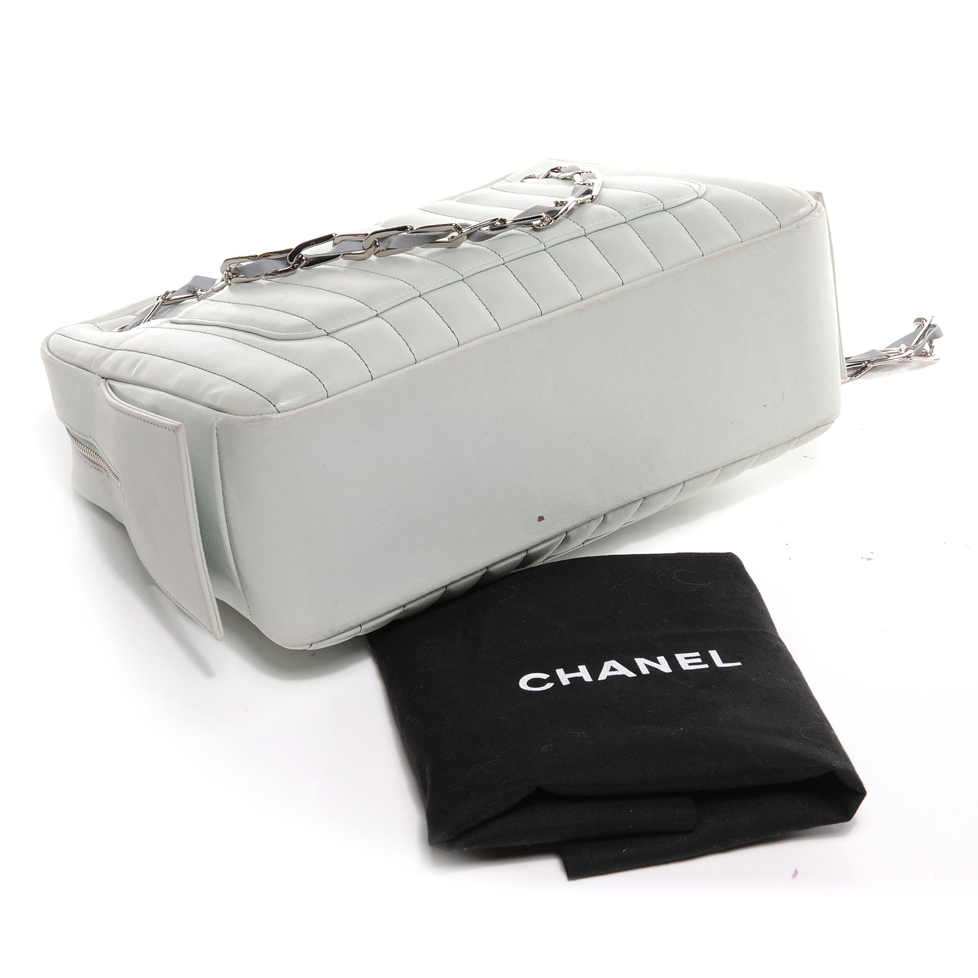 Chanel Lambskin Vertical Quilted Mademoiselle Camera Case Green 4 of 7
