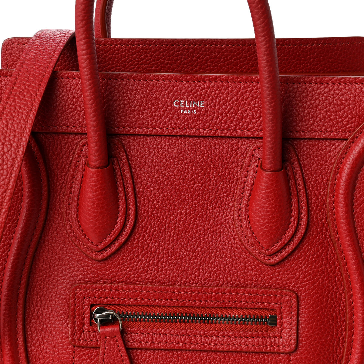 Drummed Calfskin Nano Luggage Red