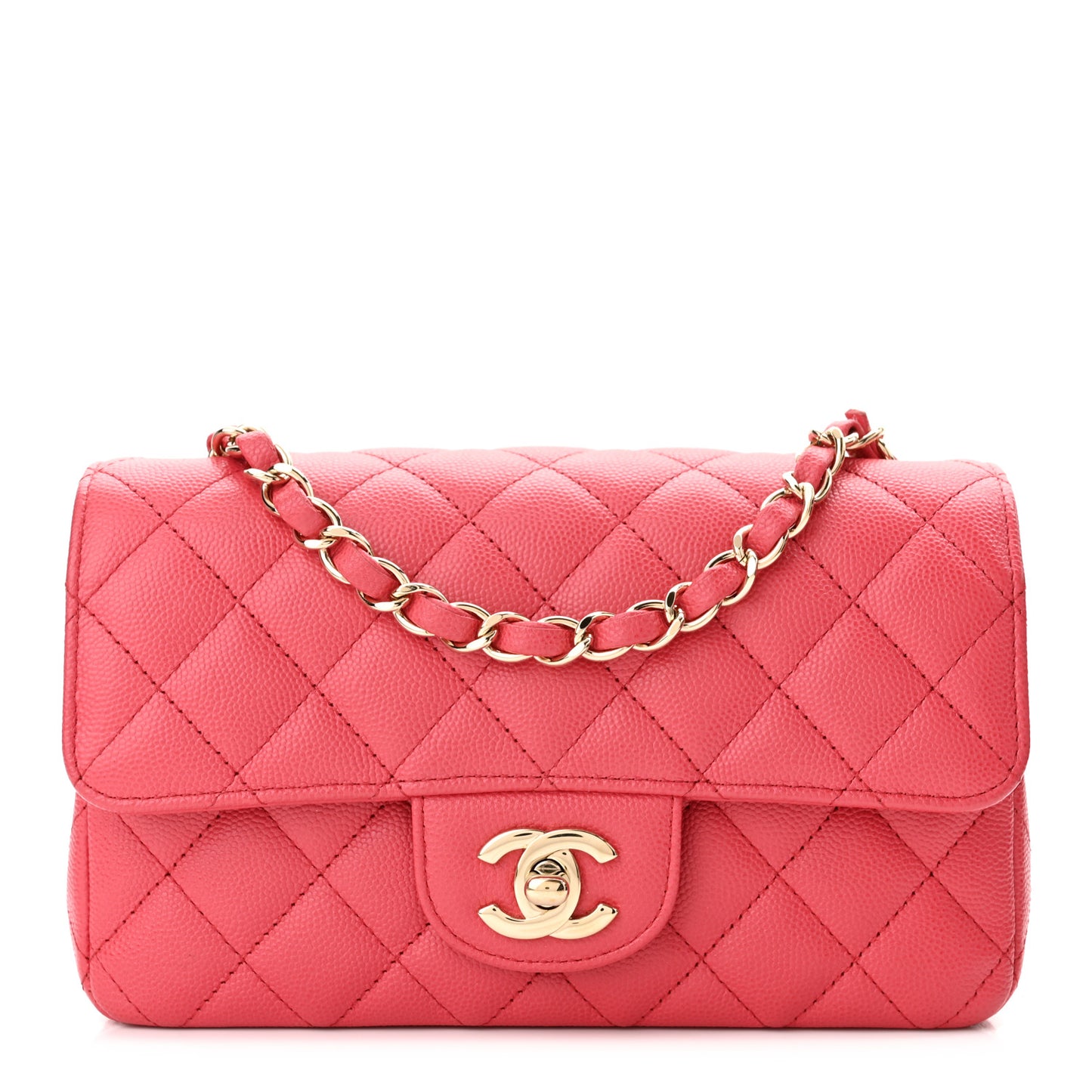 Caviar Quilted Mini Rectangular Flap Dark Pink