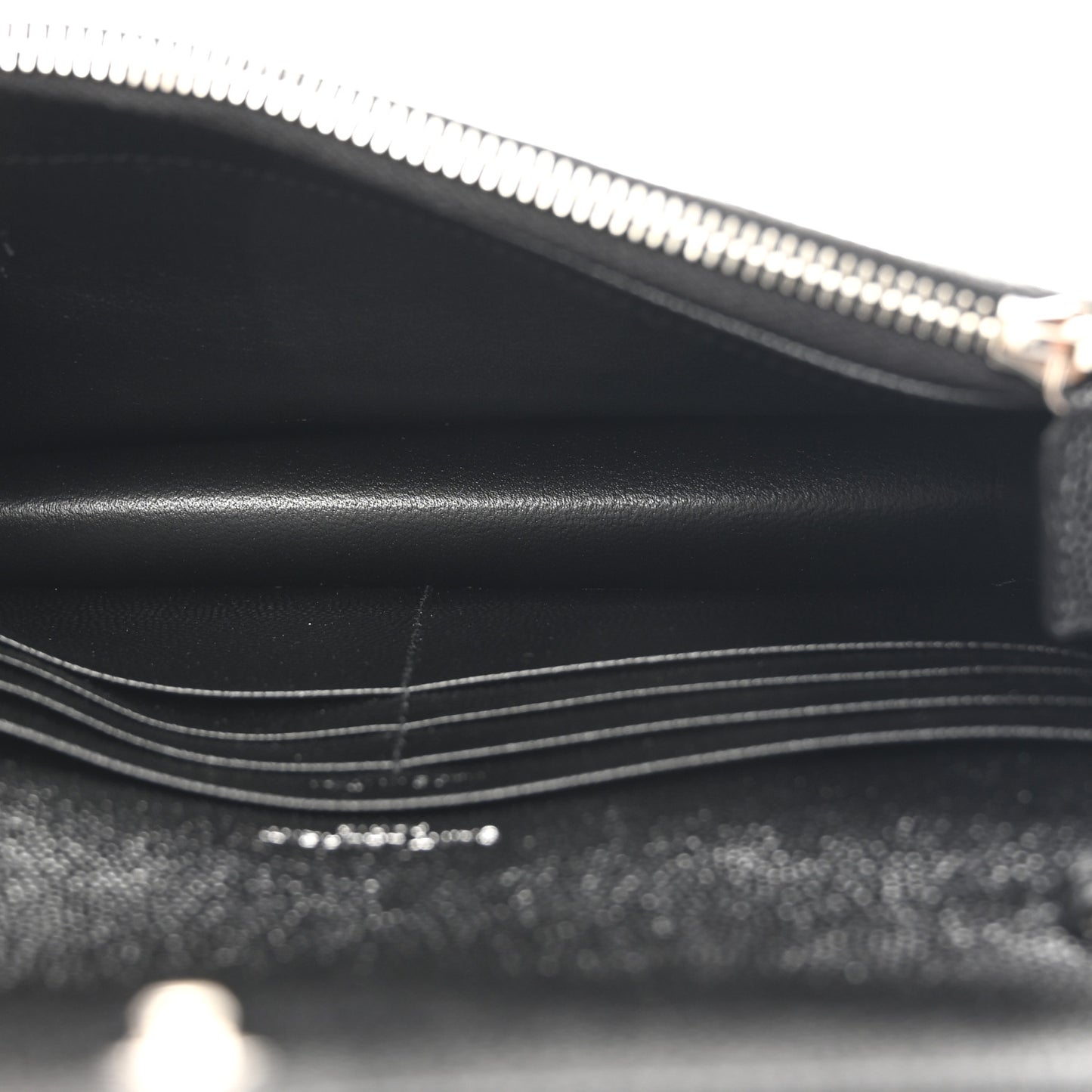 Grain De Poudre Matelasse Chevron Monogram Envelope Chain Wallet Black