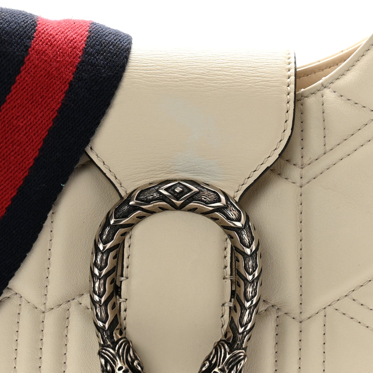 Calfskin Web Quilted Small Dionysus Hobo White