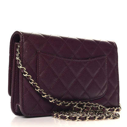 Chanel Caviar Quilted Embossed CC Wallet On Chain WOC Dark Burgundy 3 of 12
