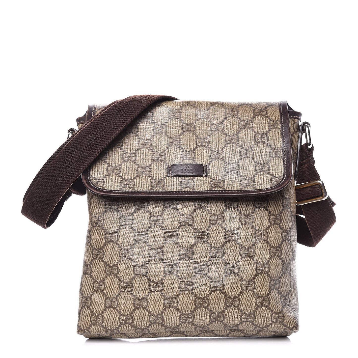 GG Supreme Monogram Selleria Calfskin Small Flap Messenger Bag Beige Ebony Cocoa Dark Chocolate