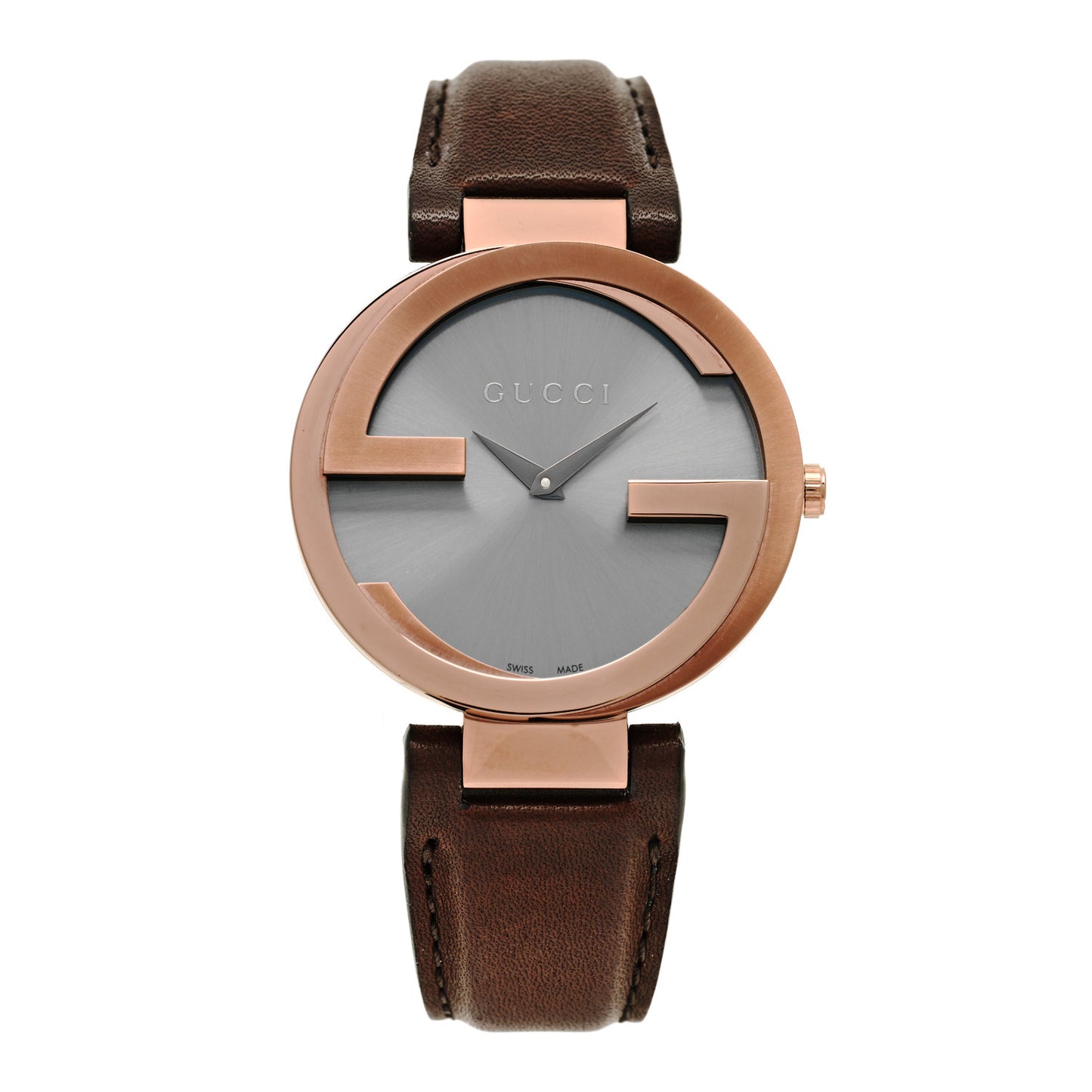 Stainless Steel Calfskin 37mm Interlocking G Quartz Watch Grey