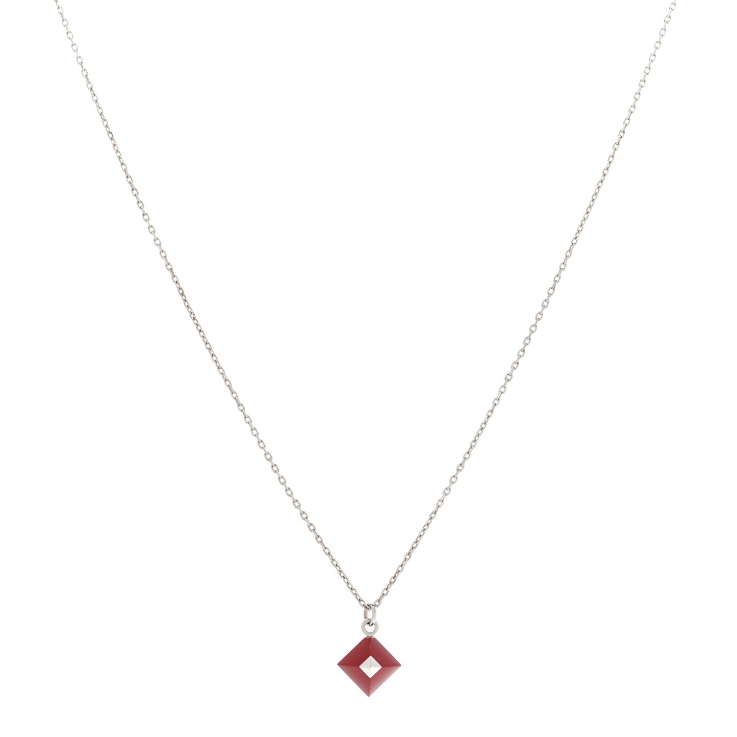 Palladium Plated Medor Folk Pendant Necklace Rouge