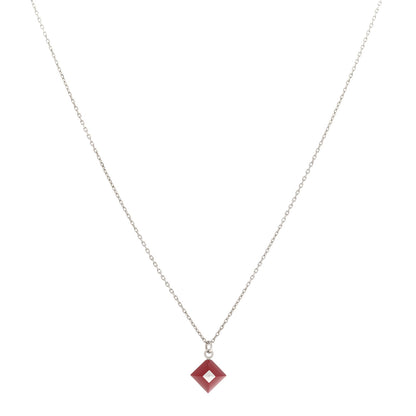 Hermes Palladium Plated Medor Folk Pendant Necklace Rouge 1 of 7