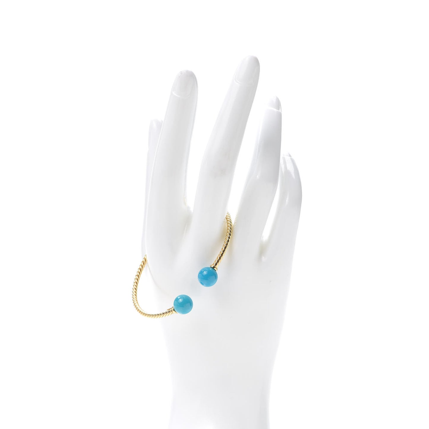 18K Yellow Gold Turquoise 8.5mm Solari Bead Bracelet
