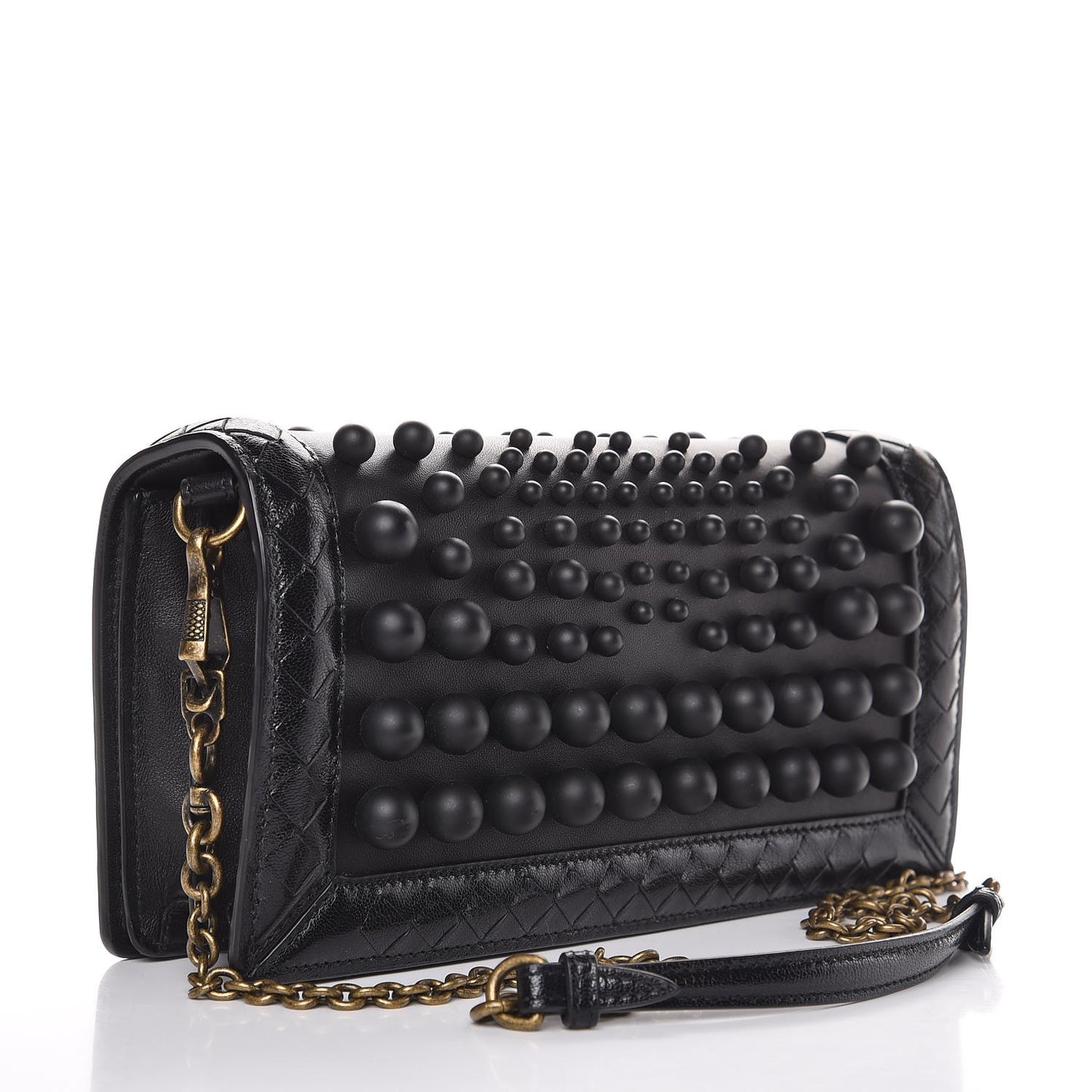 Nappa Spheres Knot Clutch Black
