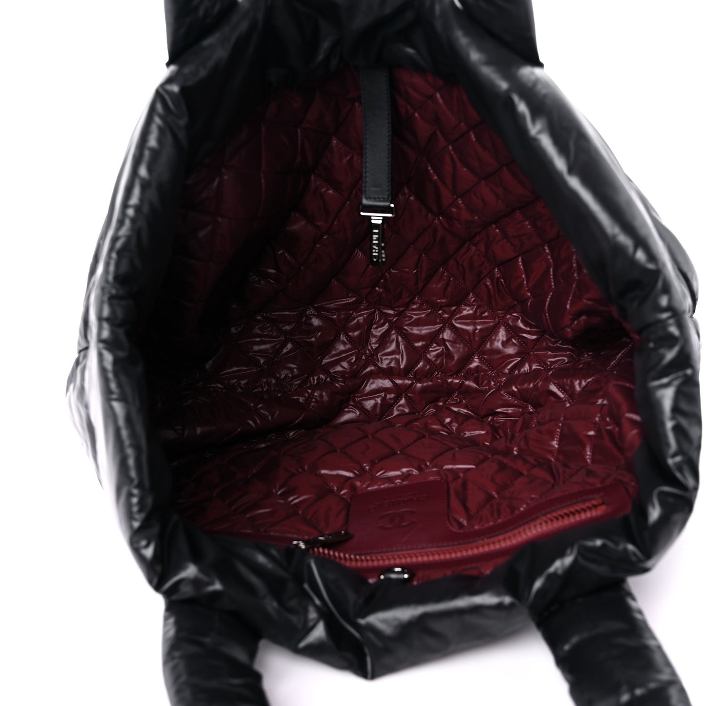 Nylon Quilted Medium Coco Cocoon Reversible Tote Black