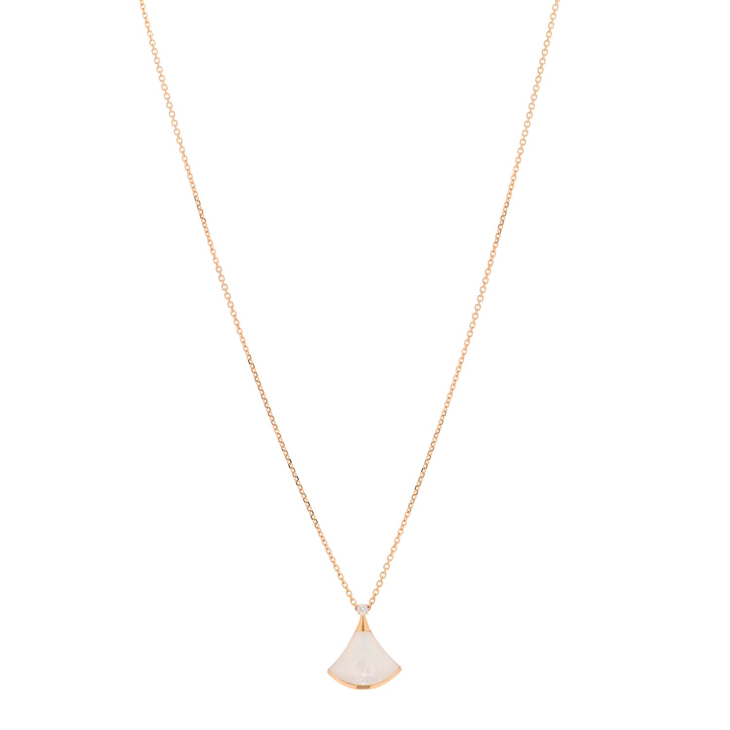 Bulgari 18K Rose Gold Diamond Mother of Pearl Small Divas' Dream Pendant Necklace 1 of 5