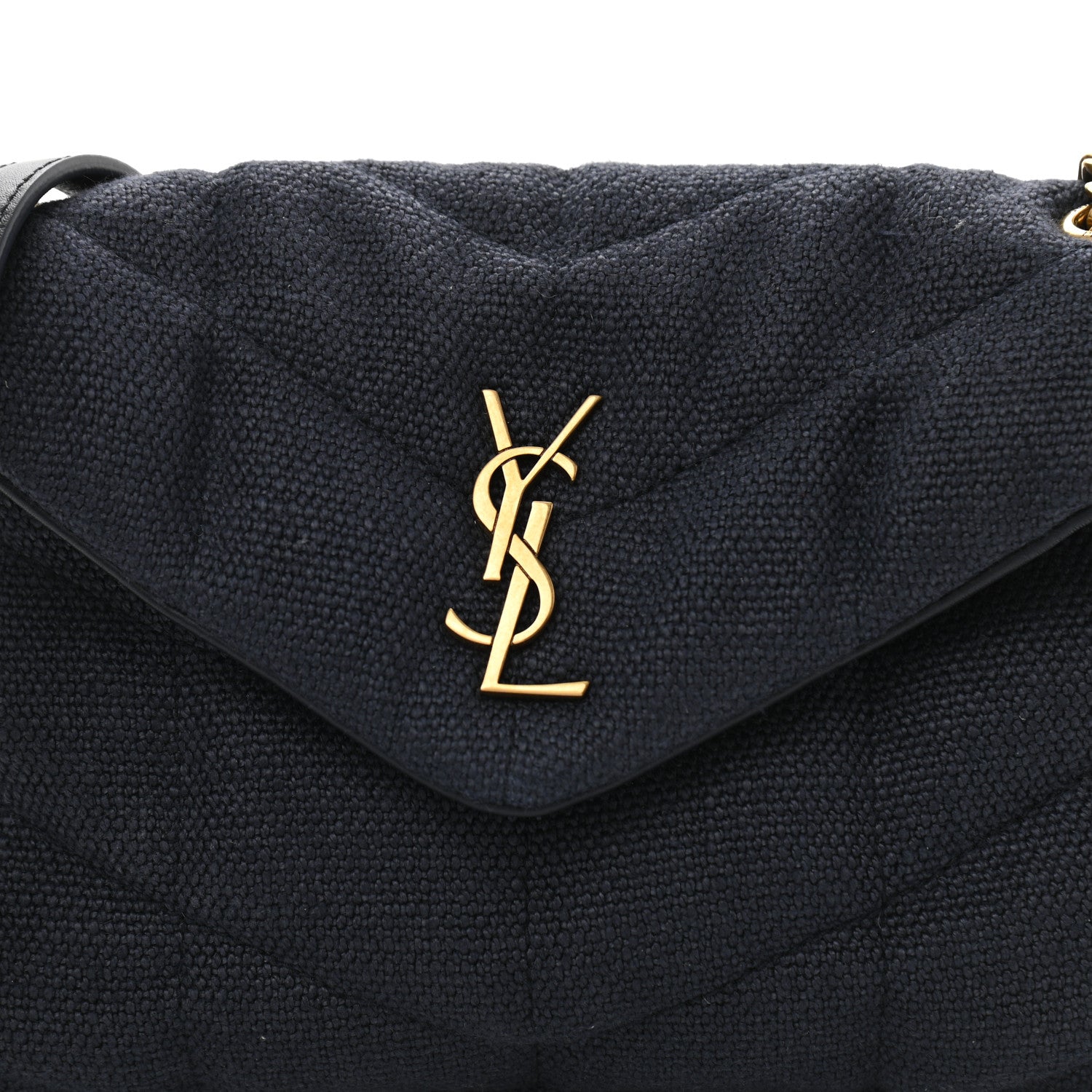 Saint Laurent Canvas Quilted Toy Loulou Puffer Monogram Chain Satchel Deep Marine 8 of 10