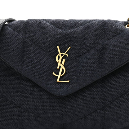 Saint Laurent Canvas Quilted Toy Loulou Puffer Monogram Chain Satchel Deep Marine 8 of 10