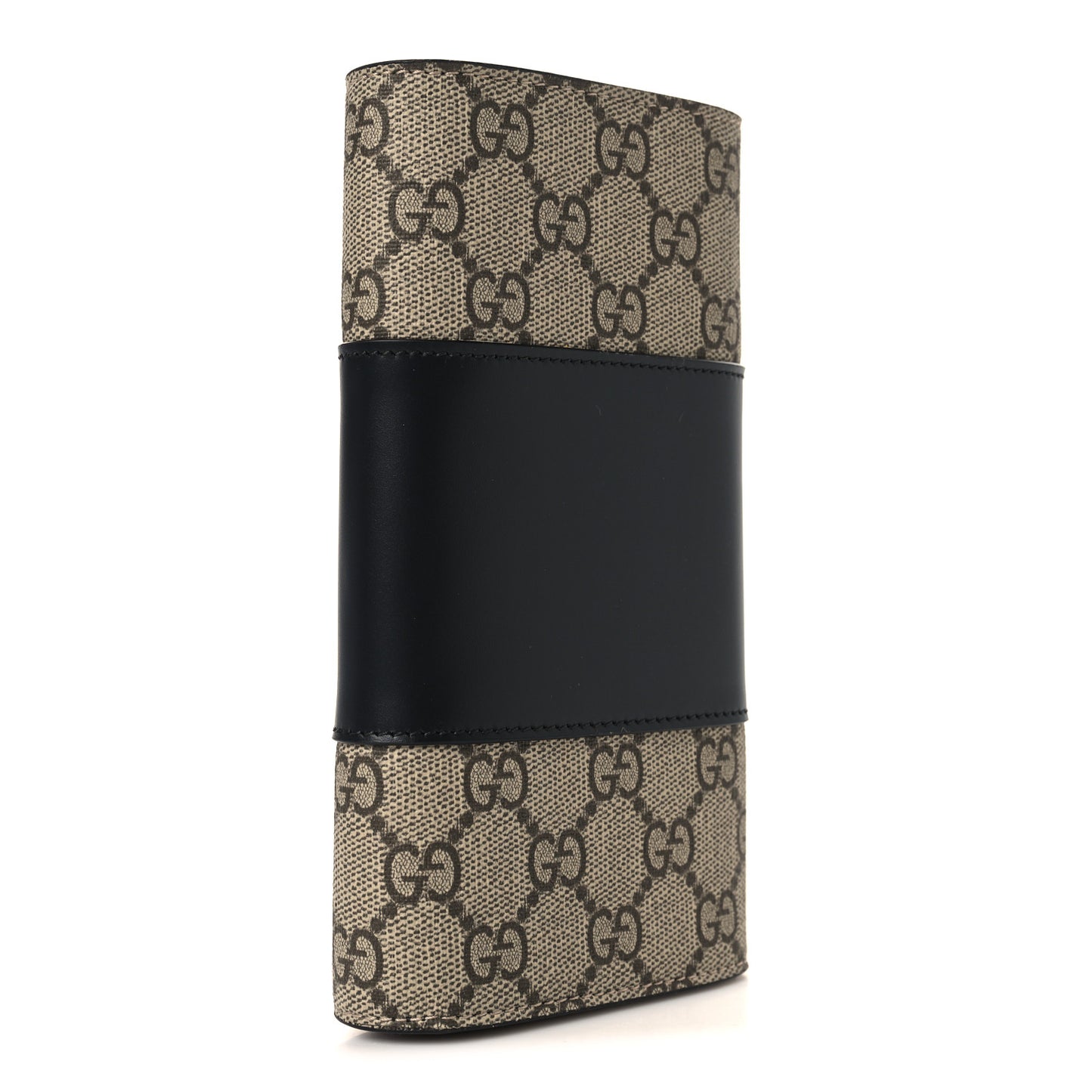 GG Supreme Monogram Selleria Calfskin Flap Wallet Beige Ebony Black