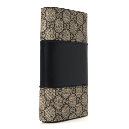 Gucci GG Supreme Monogram Selleria Calfskin Flap Wallet Beige Ebony Black 3 of 8