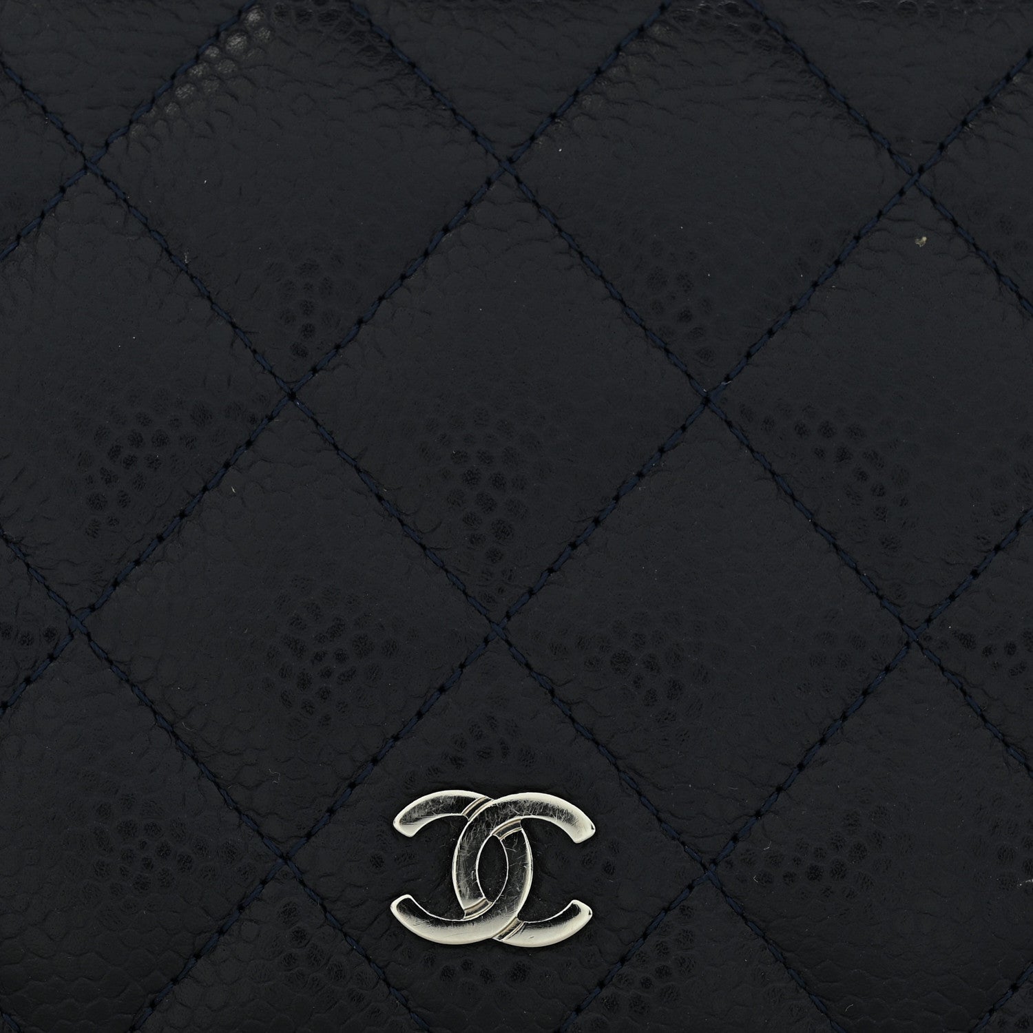 Chanel Caviar Quilted Yen Wallet Dark Blue 10 of 11