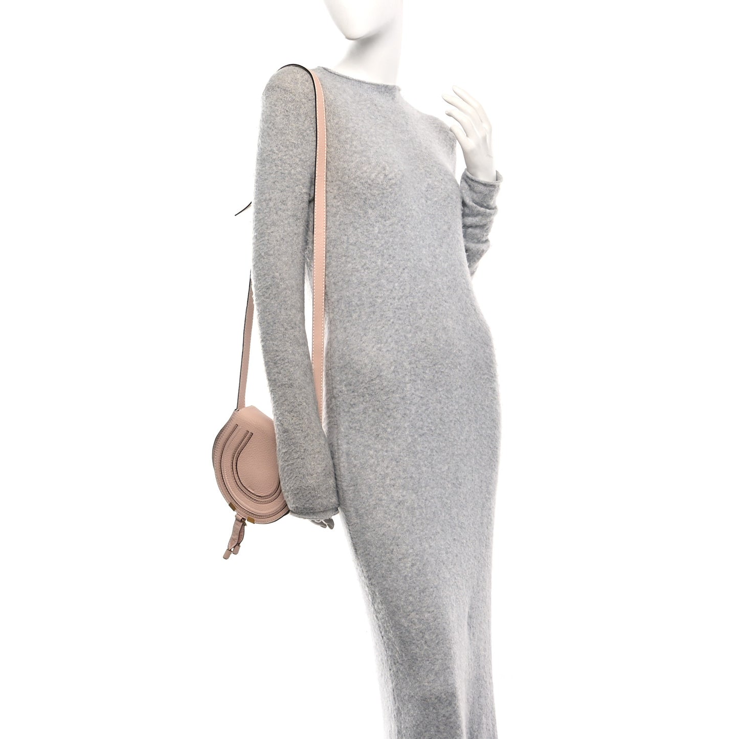 Calfskin Mini Marcie Round Crossbody Bag Blush Nude