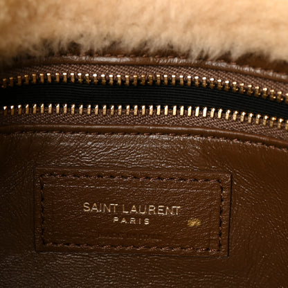 Saint Laurent Suede Calfskin Shearling Le 5 A 7 Hobo Dark Cigar Natural Beige 6 of 11