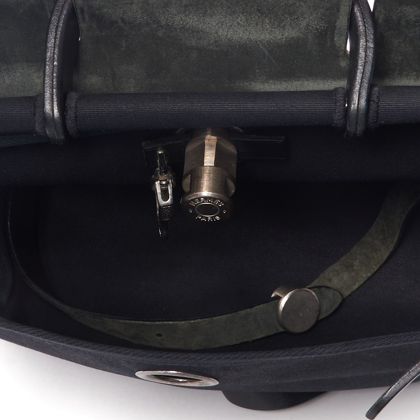 Hermes Toile Vache Calfskin Herbag 30 PM Backpack Black 5 of 10
