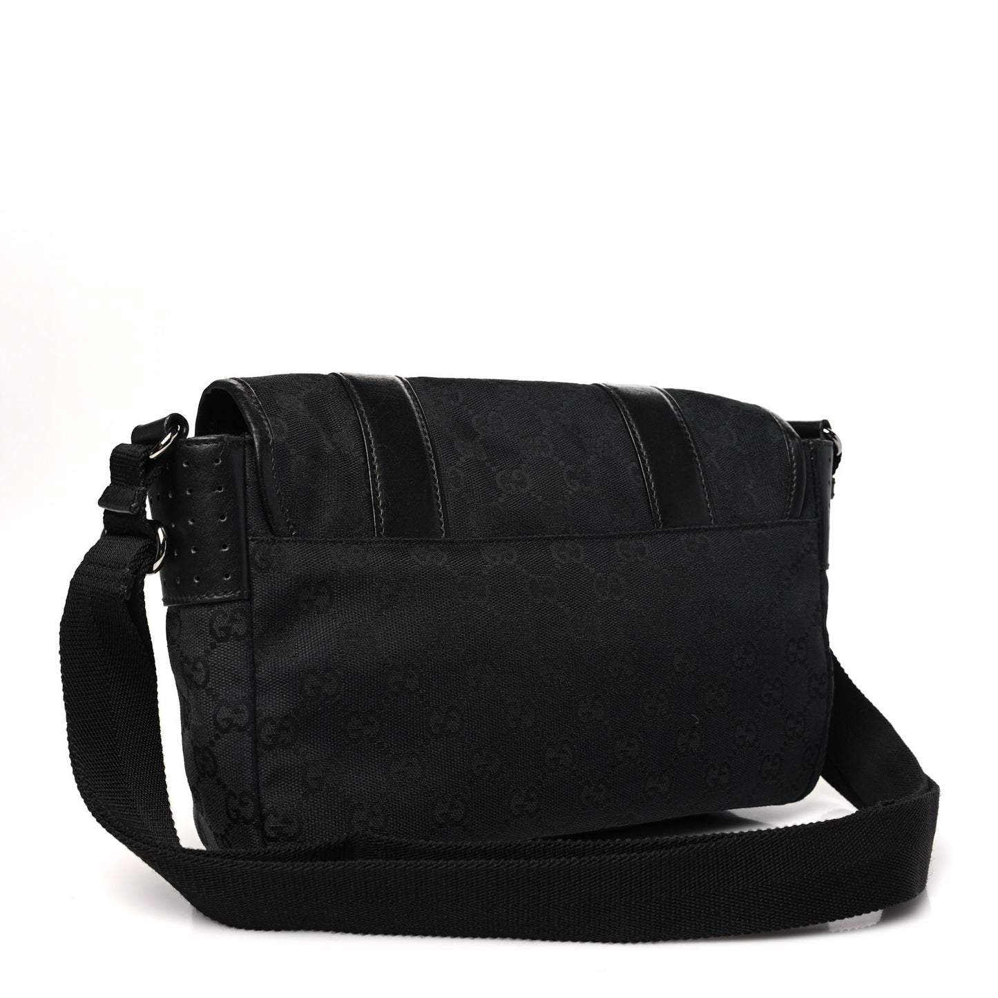Monogram Small Double Buckle Flap Messenger Bag Black