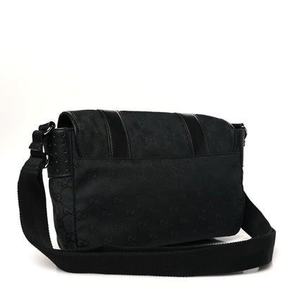 Gucci Monogram Small Double Buckle Flap Messenger Bag Black 3 of 10