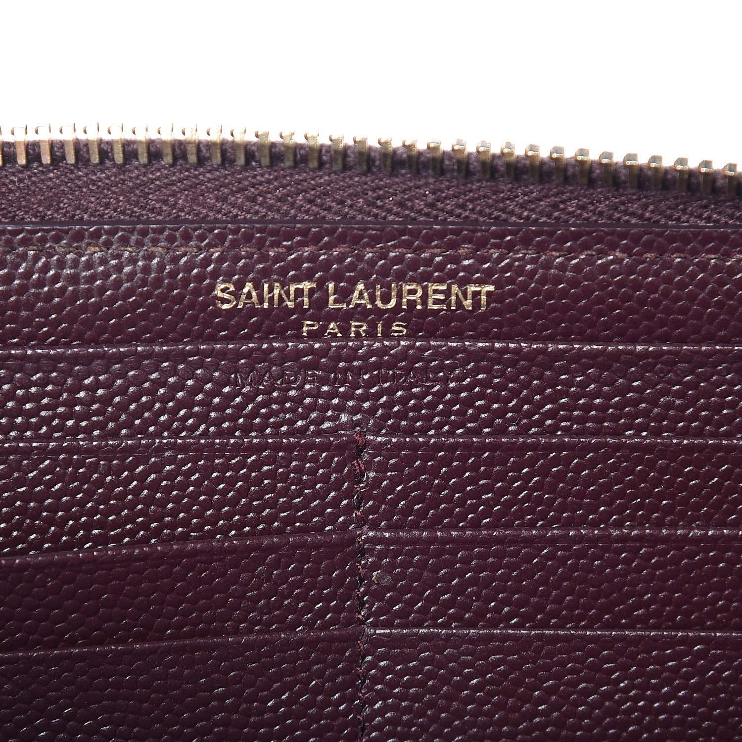 Saint Laurent Grain De Poudre Matelasse Chevron Monogram Zip Around Wallet Amaranto 7 of 9