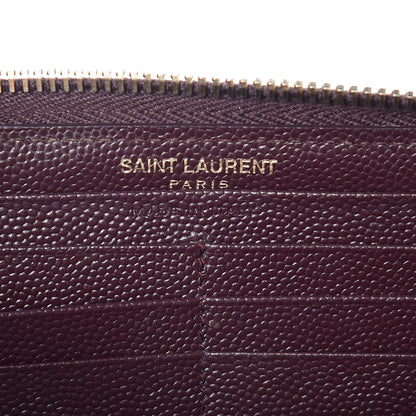 Saint Laurent Grain De Poudre Matelasse Chevron Monogram Zip Around Wallet Amaranto 7 of 9