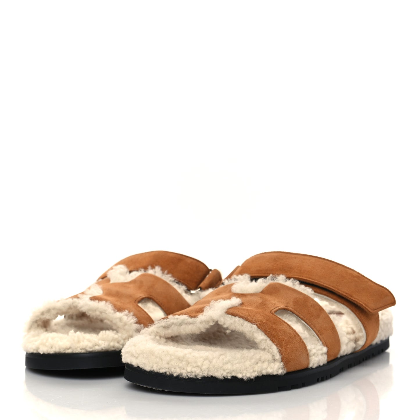 Suede Goatskin Woolskin Womens Chypre Sandals 39 Brun Fume Ecru