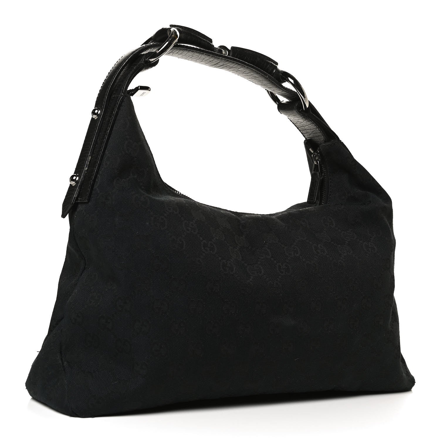 Gucci Monogram Medium Horsebit Chain Hobo Black 3 of 13