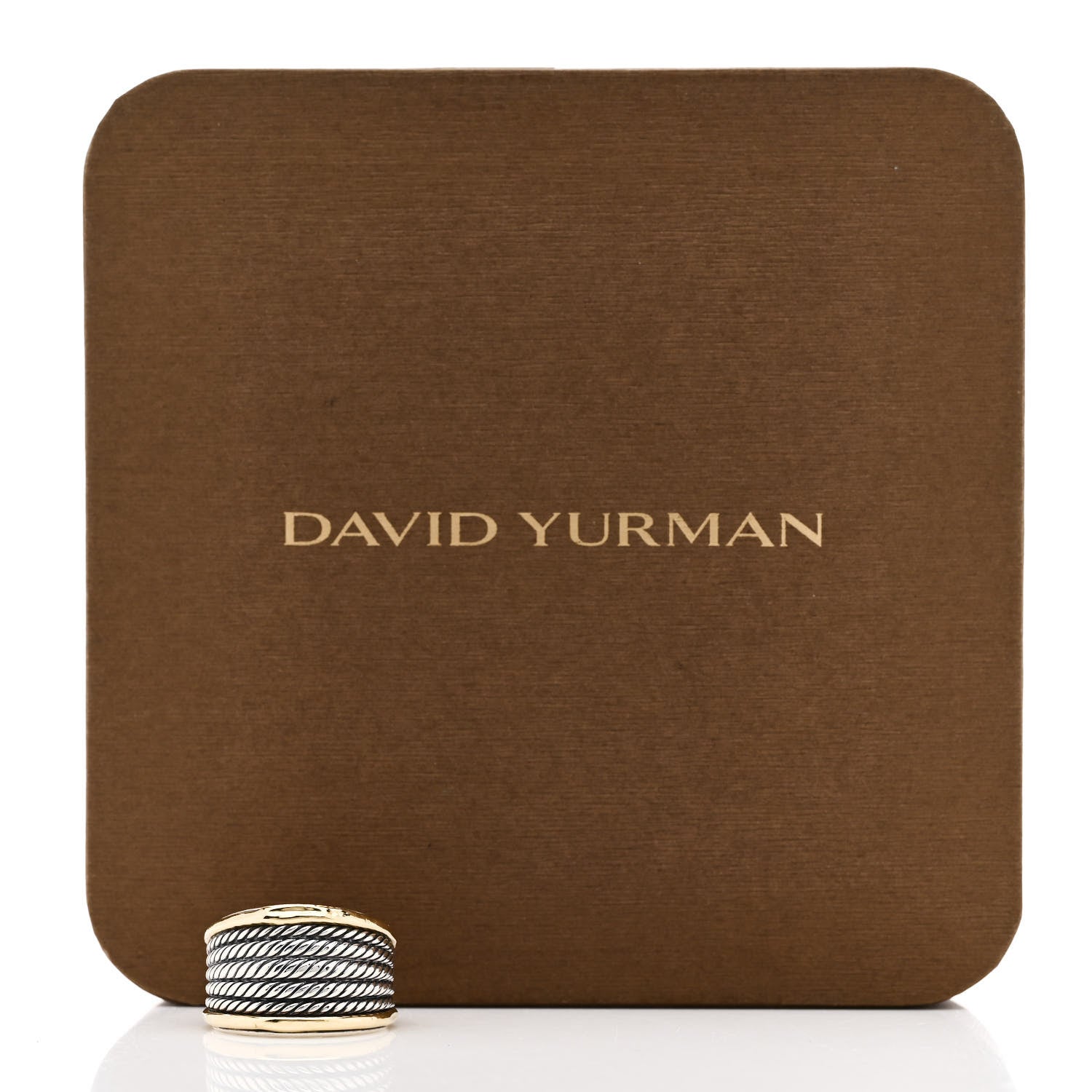 David Yurman Sterling Silver 18K Yellow Gold 16mm Wheaton Cable Band Ring 52 6 5 of 5