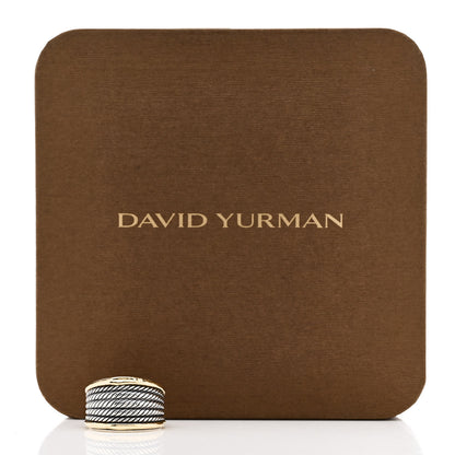 David Yurman Sterling Silver 18K Yellow Gold 16mm Wheaton Cable Band Ring 52 6 5 of 5
