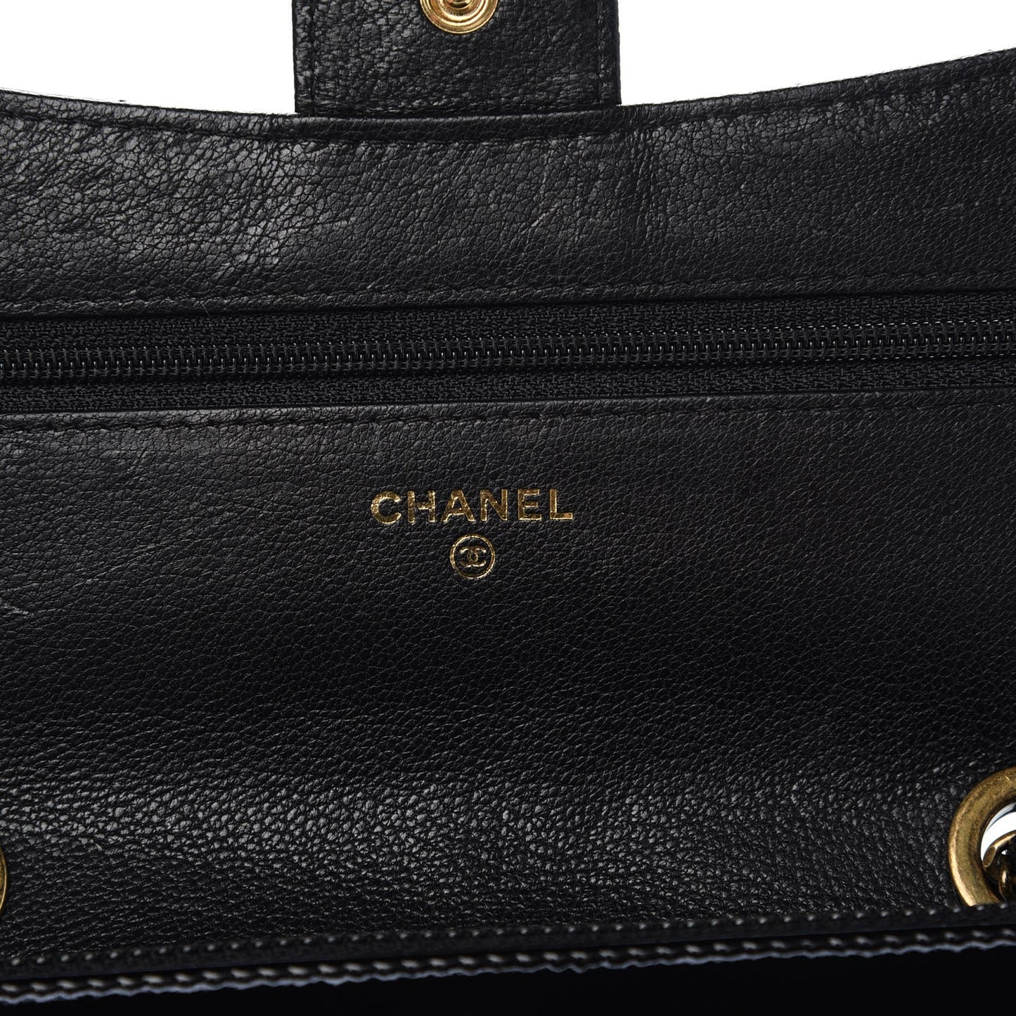 Patent Goatskin Quilted CC Eyelet Wallet On Chain WOC Black