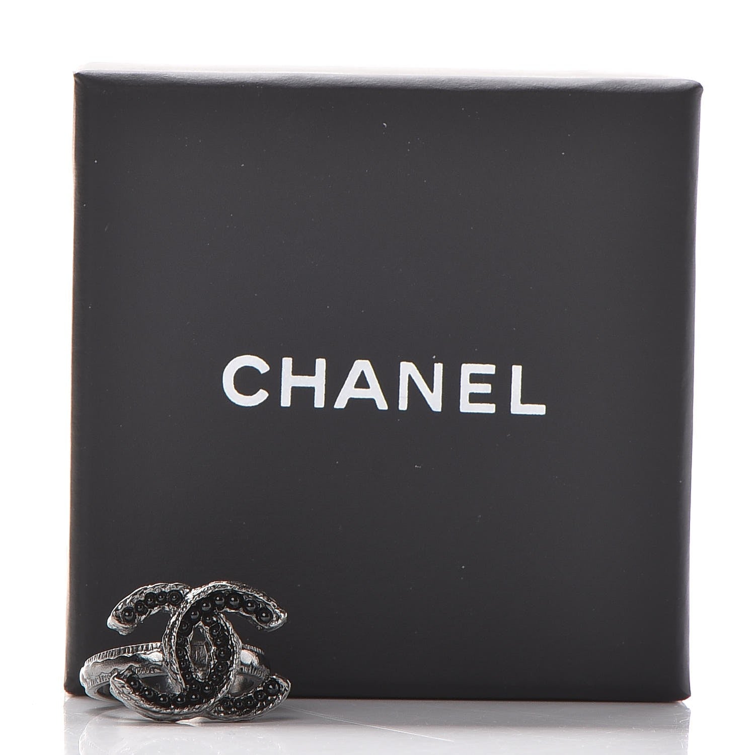 Chanel Ruthenium Bead CC Ring 6 Black 5 of 5
