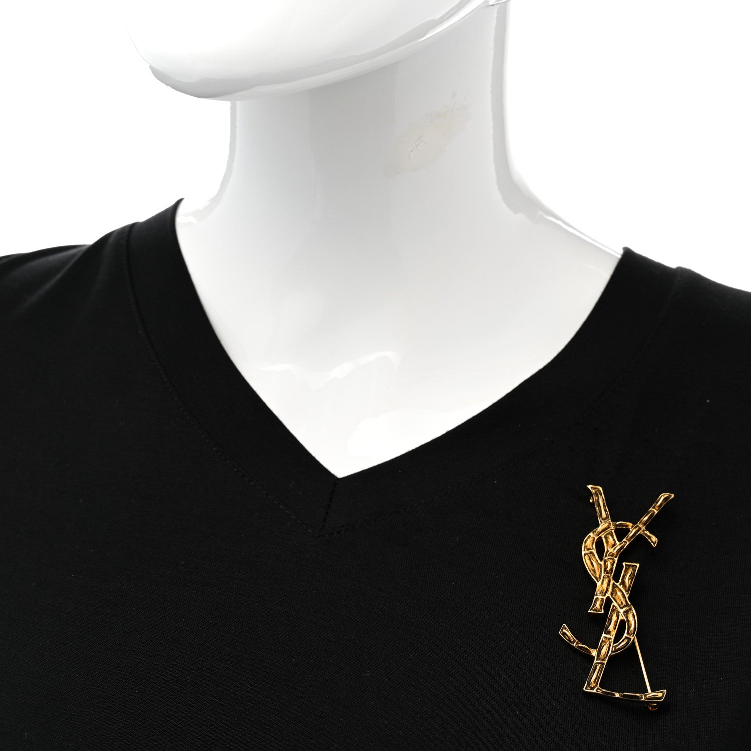 Saint Laurent Monogram Crocodile Opyum Brooch Gold 2 of 6