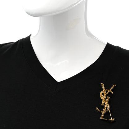 Saint Laurent Monogram Crocodile Opyum Brooch Gold 2 of 6