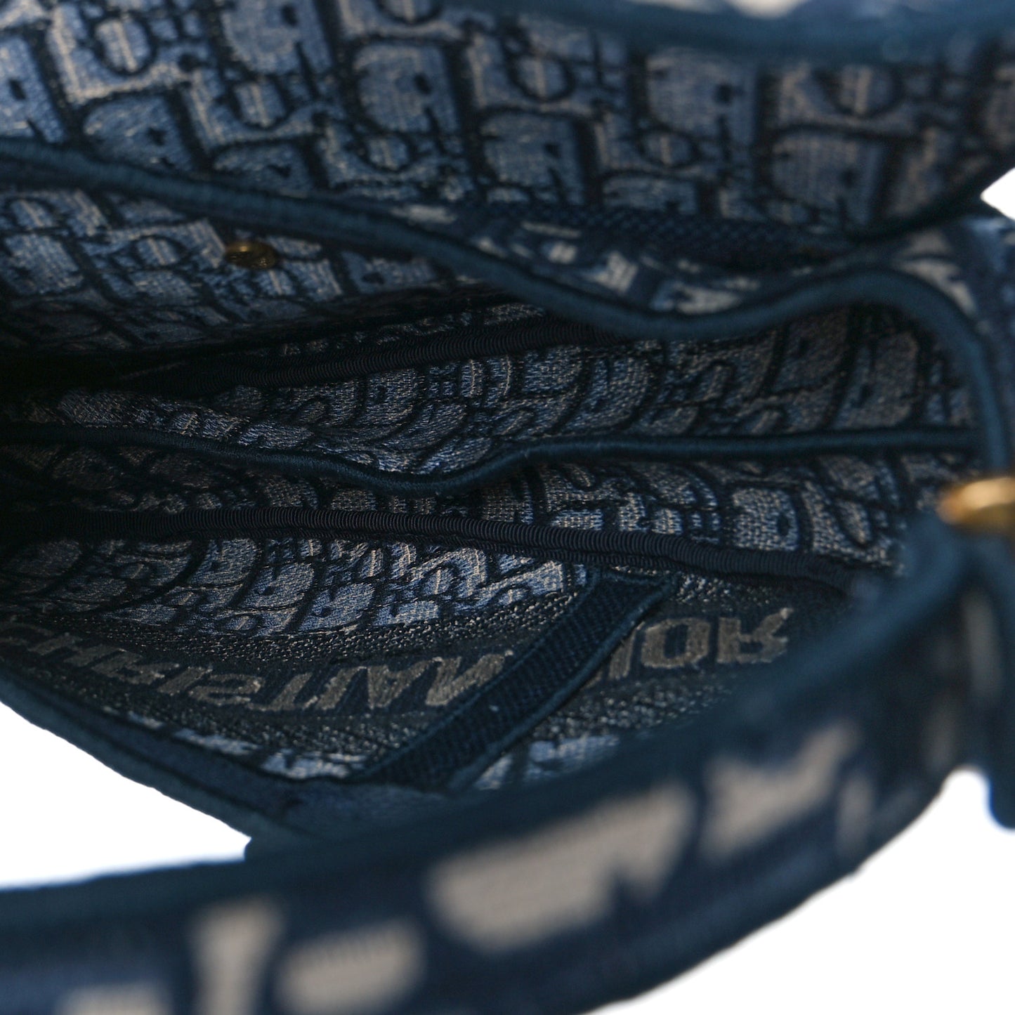 Oblique Embroidered Saddle Bag Blue