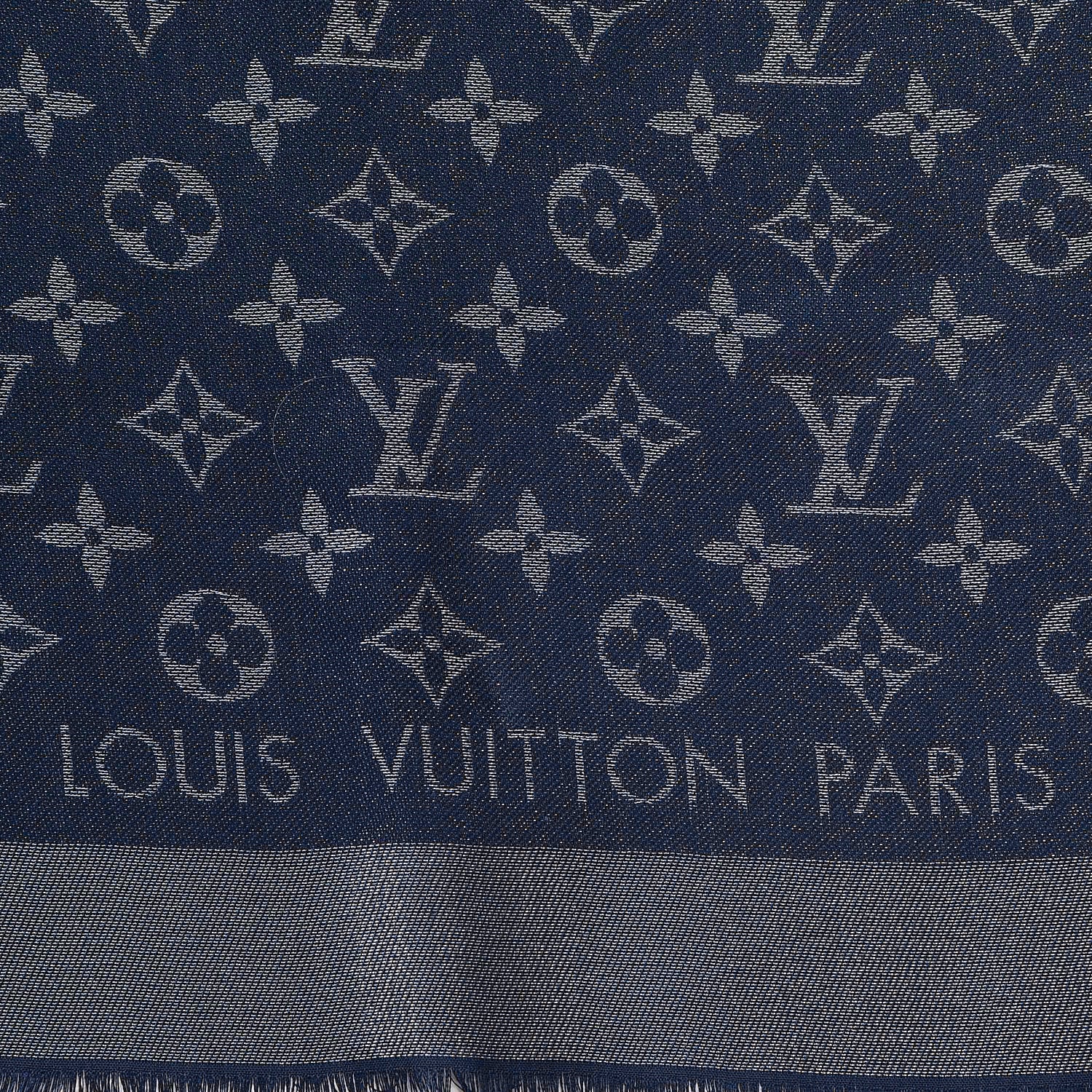Louis Vuitton Wool Silk Monogram Shawl Blue Nuit 4 of 4