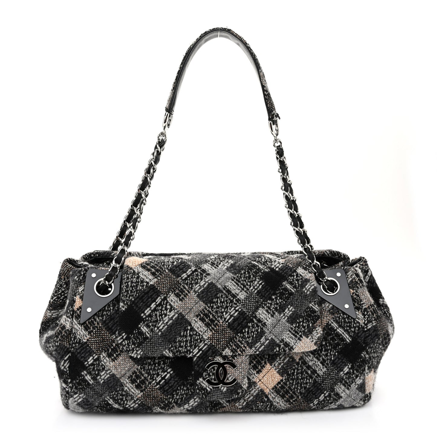 Woven Tweed CC Flap Dark Grey