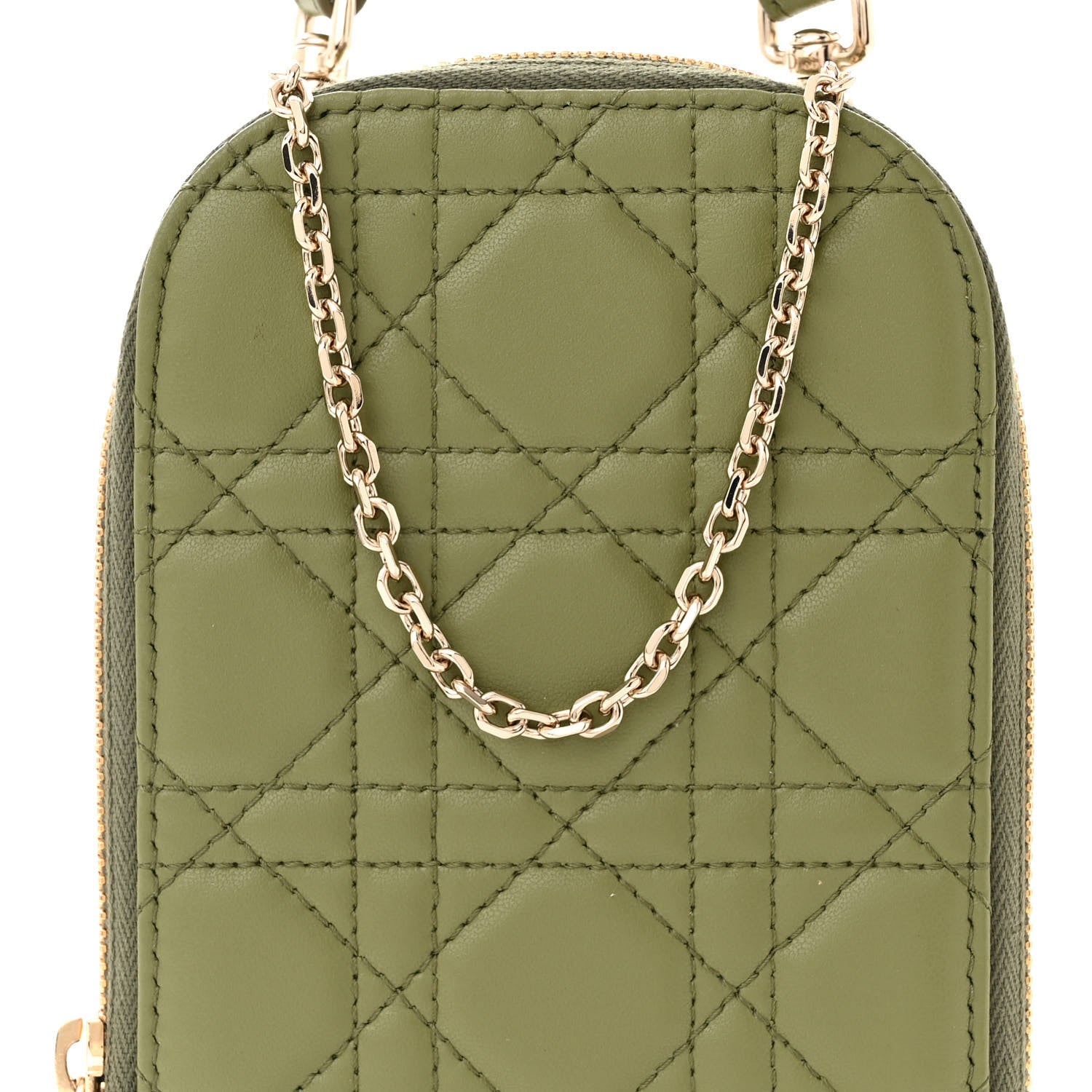 Christian Dior Lambskin Cannage Lady Dior Phone Holder Green 8 of 10