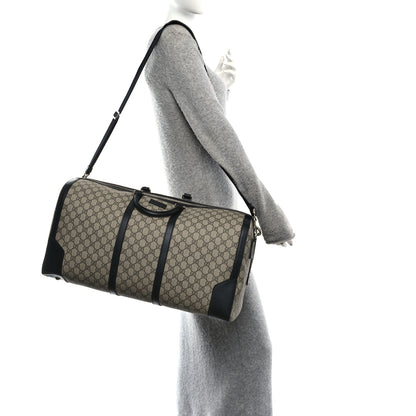 Gucci GG Supreme Monogram Selleria Calfskin Large Duffle Beige Ebony Black 2 of 10