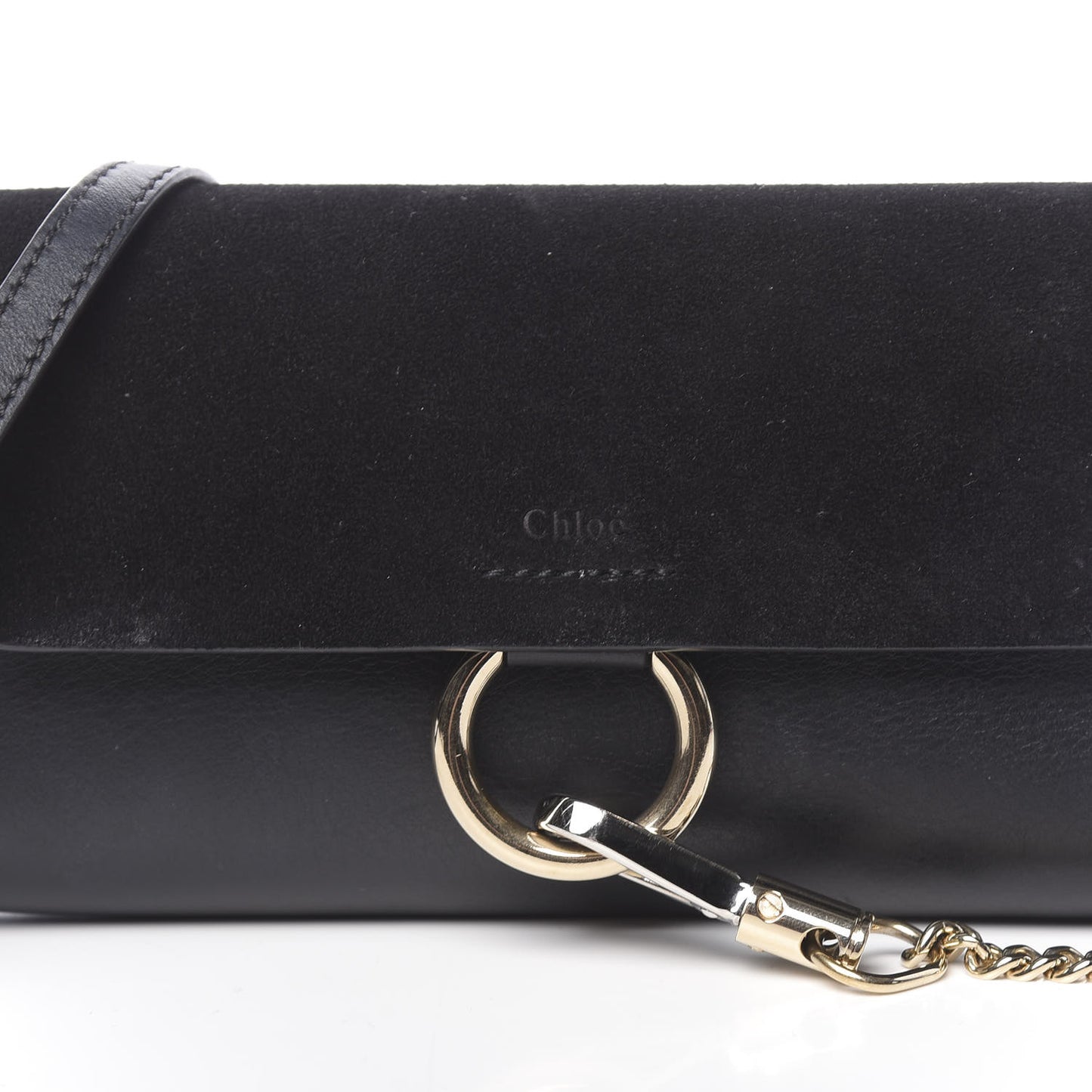 Suede Calfskin Mini Faye Shoulder Bag Black