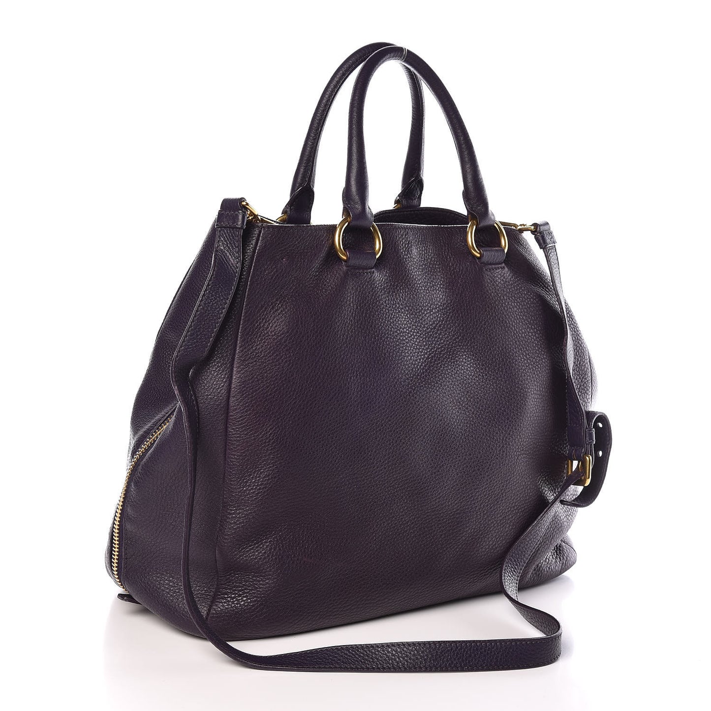 Vitello Daino Side Zip Tote Uva