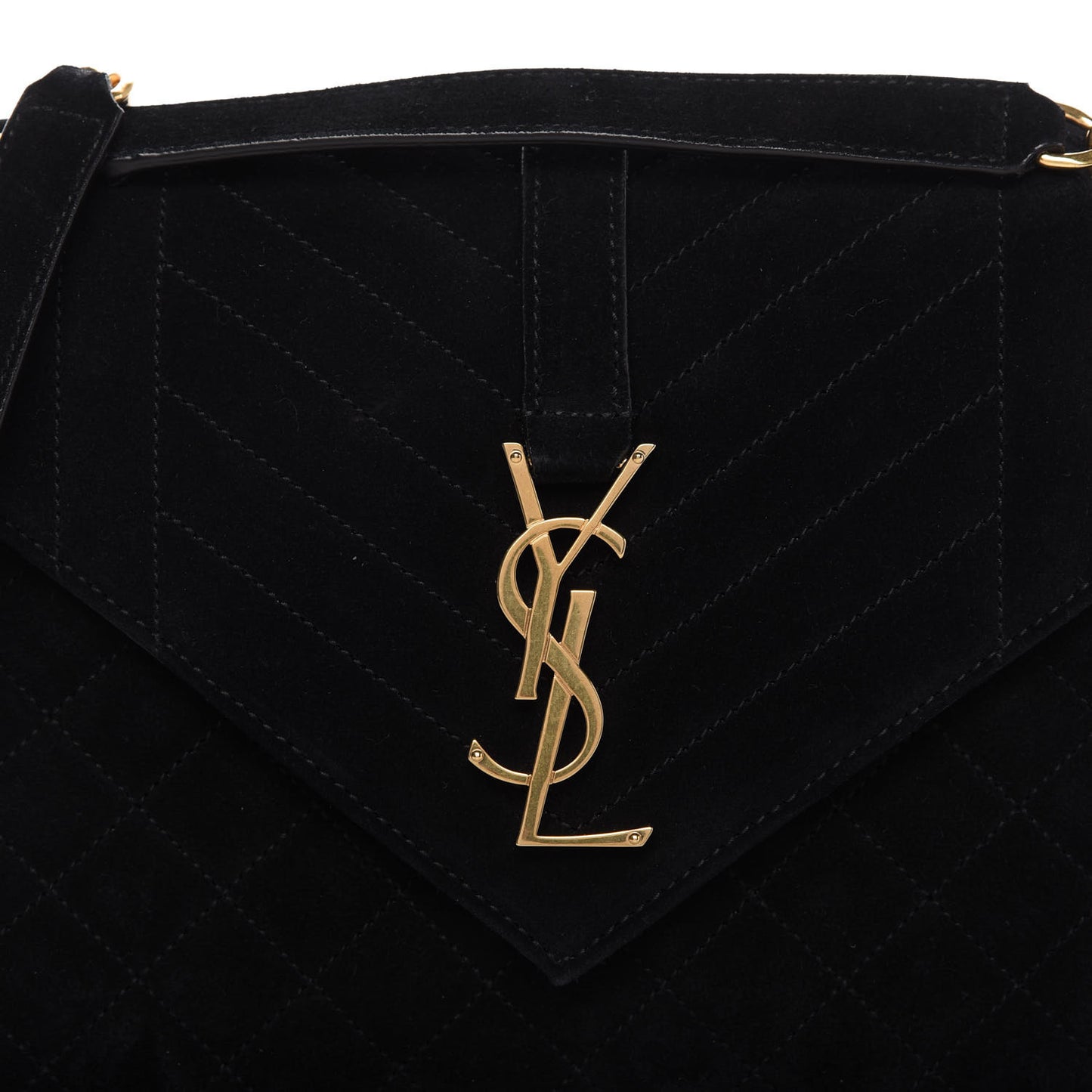 Suede Mixed Matelasse Triquilt Medium Monogram Satchel Black