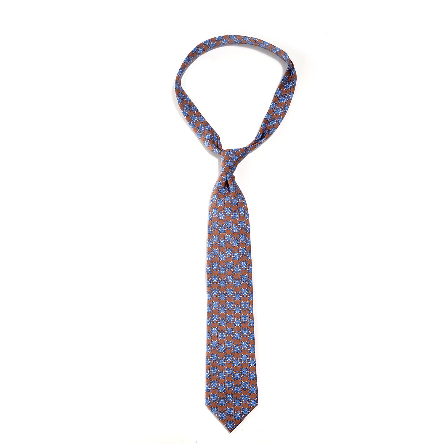 Hermes Mens Silk Twill Horseshoe Pattern Neck Tie 1 of 4