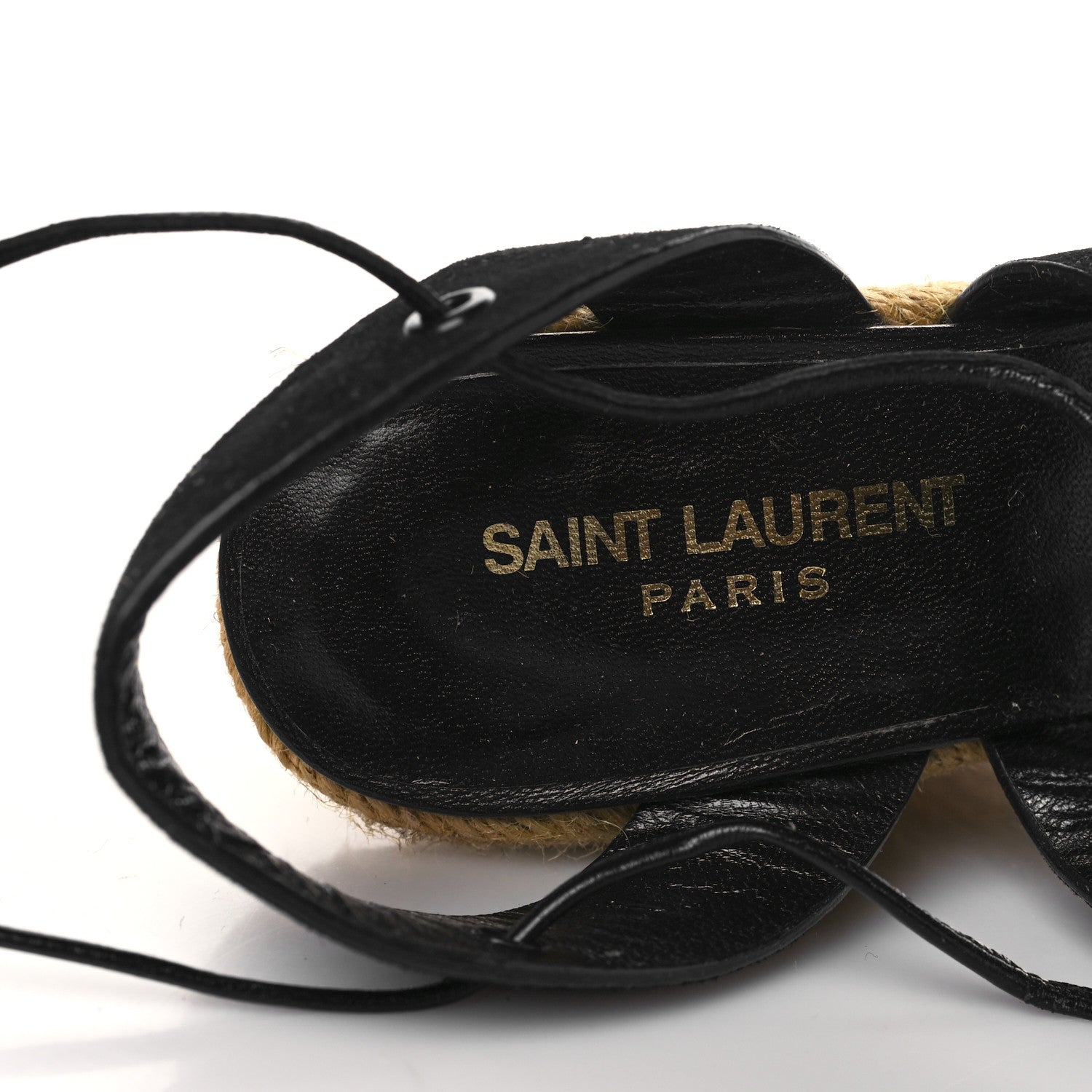 Saint Laurent Suede Espadrille Lace-Up Wedges 37.5 Black 6 of 8