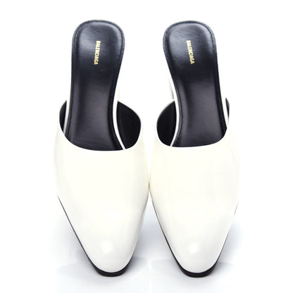 Balenciaga Patinated Calfskin Mule Pumps 40 Optic White 5 of 11