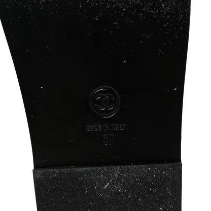 Chanel Lambskin Crystal CC Velcro Dad Sandals 37 Black 7 of 10