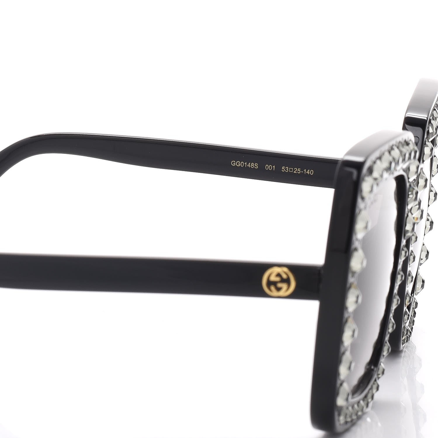 Gucci Acetate Crystal Oversize Sunglasses GG0148S Black 8 of 9
